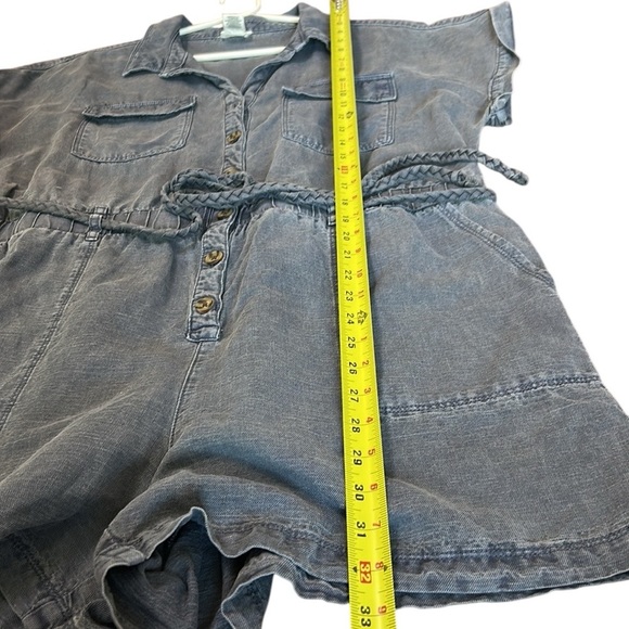 Nicole Miller linen lyocell romper ,XL, braided belt tie, button front,comfy - Picture 10 of 14